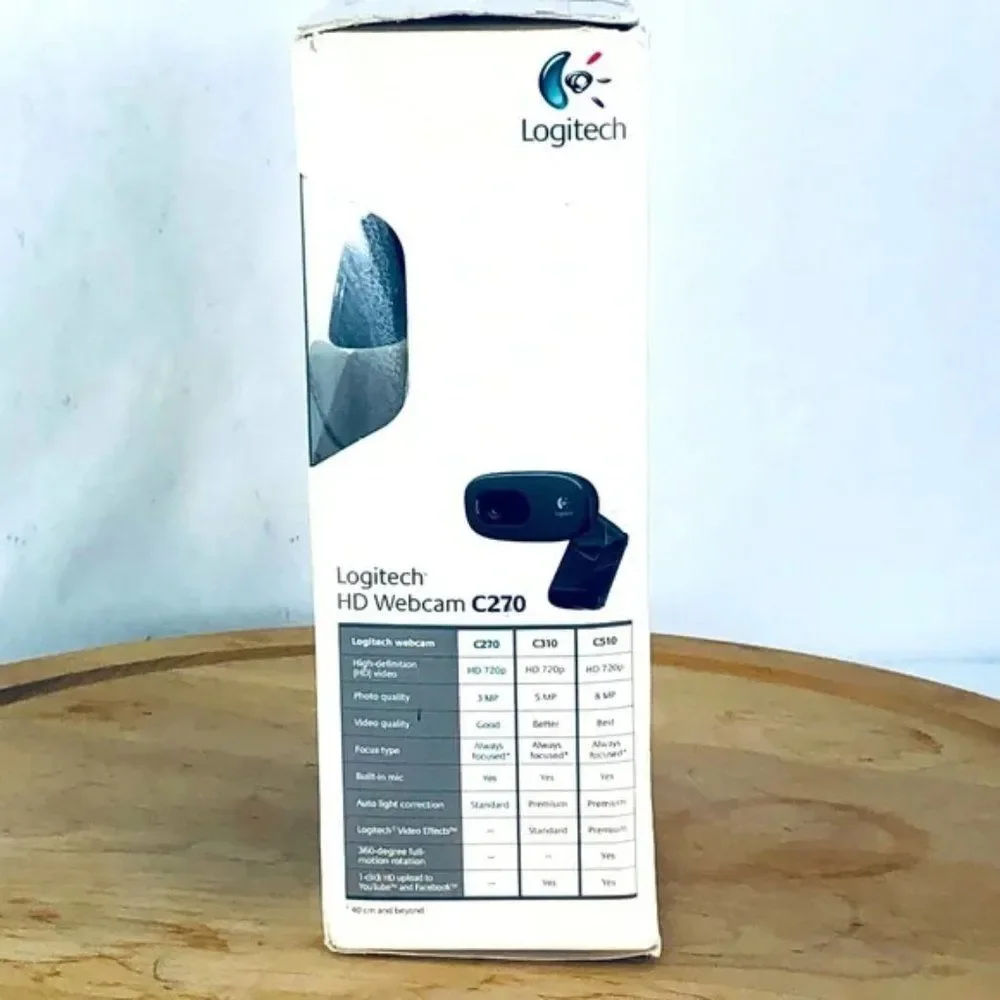 Logitech C270 HD Webcam w/Noise-Reducing Mics for Video Calls- UNTESTED